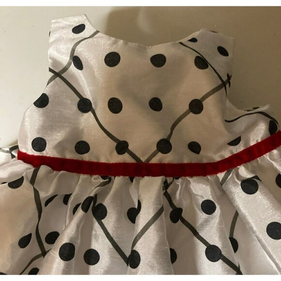 Marmellata Infants Party Holiday Christmas White Black Polka Dot Dress Sz-6-9mo - Picture 2 of 6